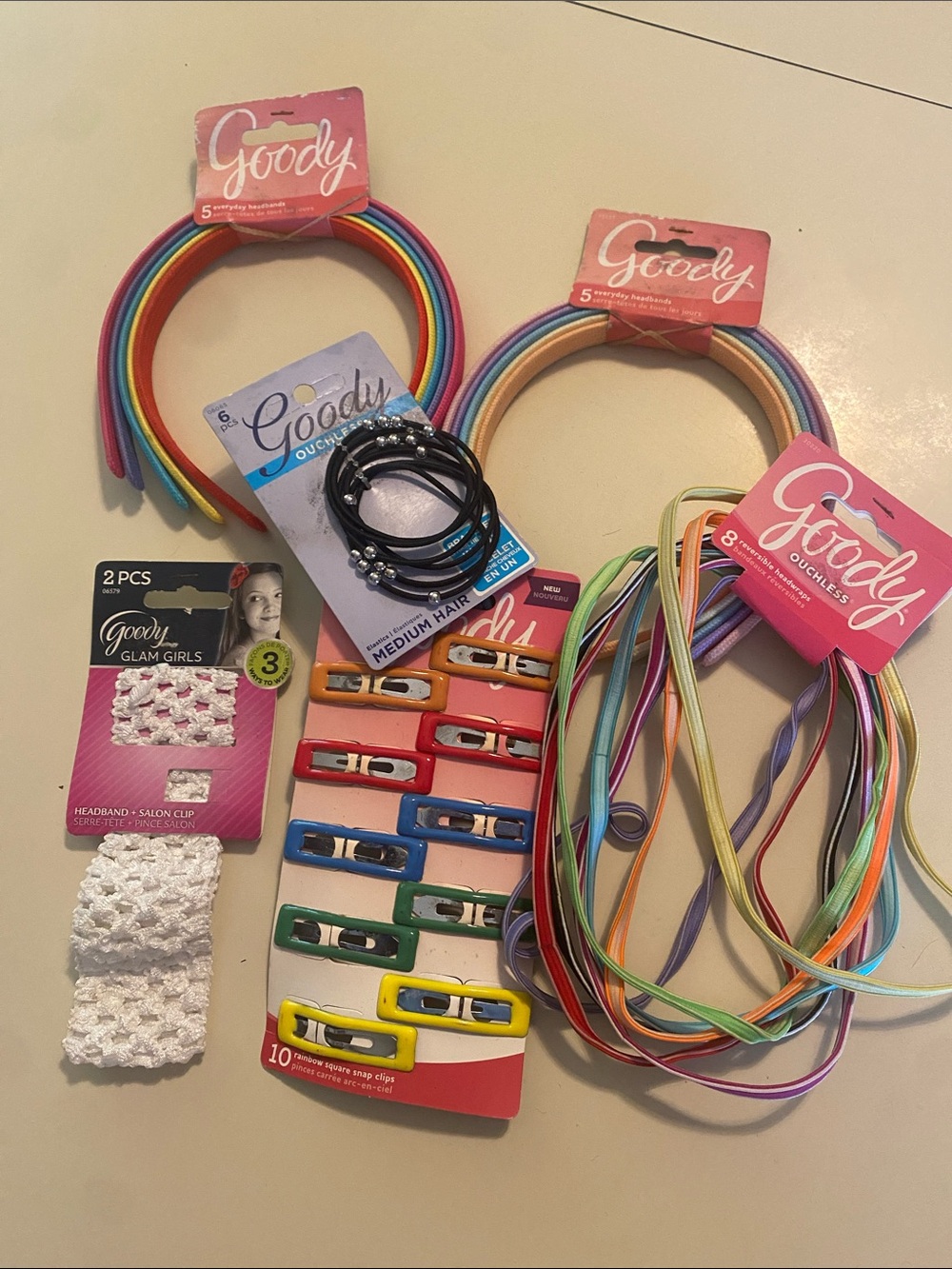 Girl’s Rainbow Headbands, Headwraps, Hair Clips, Bracelet  Set - Multicolor NWT